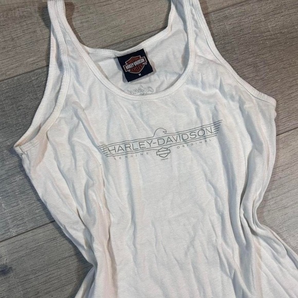 Vintage Y2K essential Harley Davidson white tank top #bikerchic Size M - Picture 1 of 4